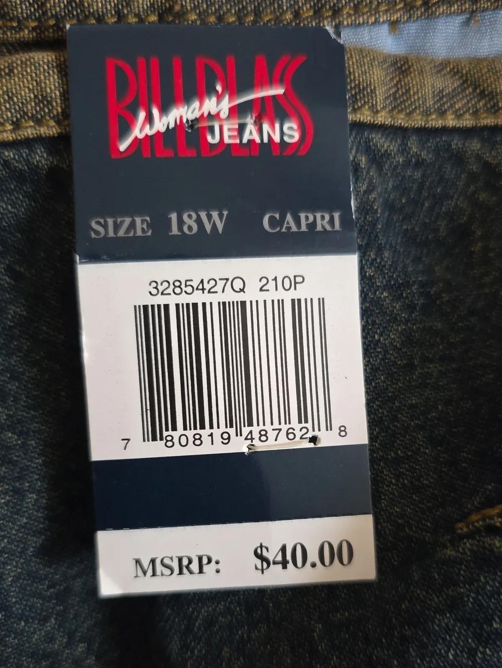Vintage Women Blue Capris Plus Size  18 W